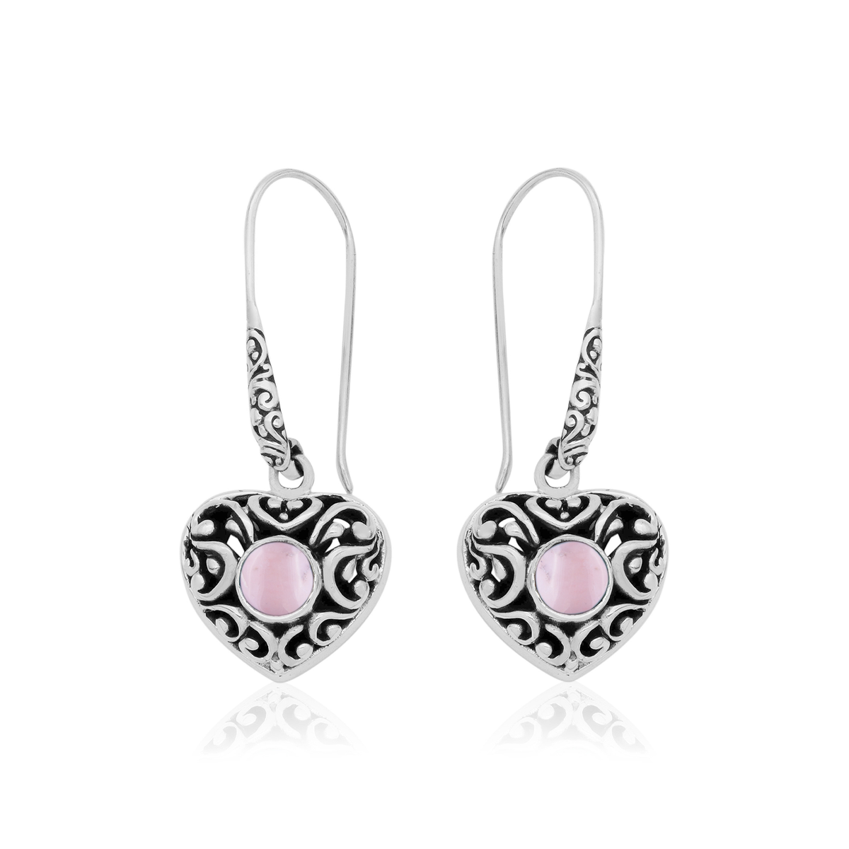 Sterling Silver Pink Opal Hook Earrings