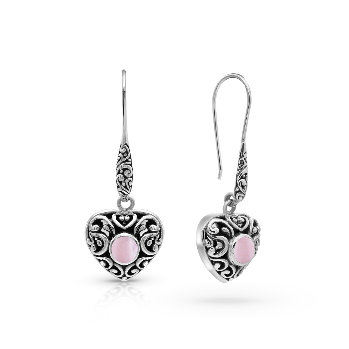 Sterling Silver Pink Opal Hook Earrings