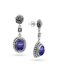 Blue Sapphire Rose Earrings