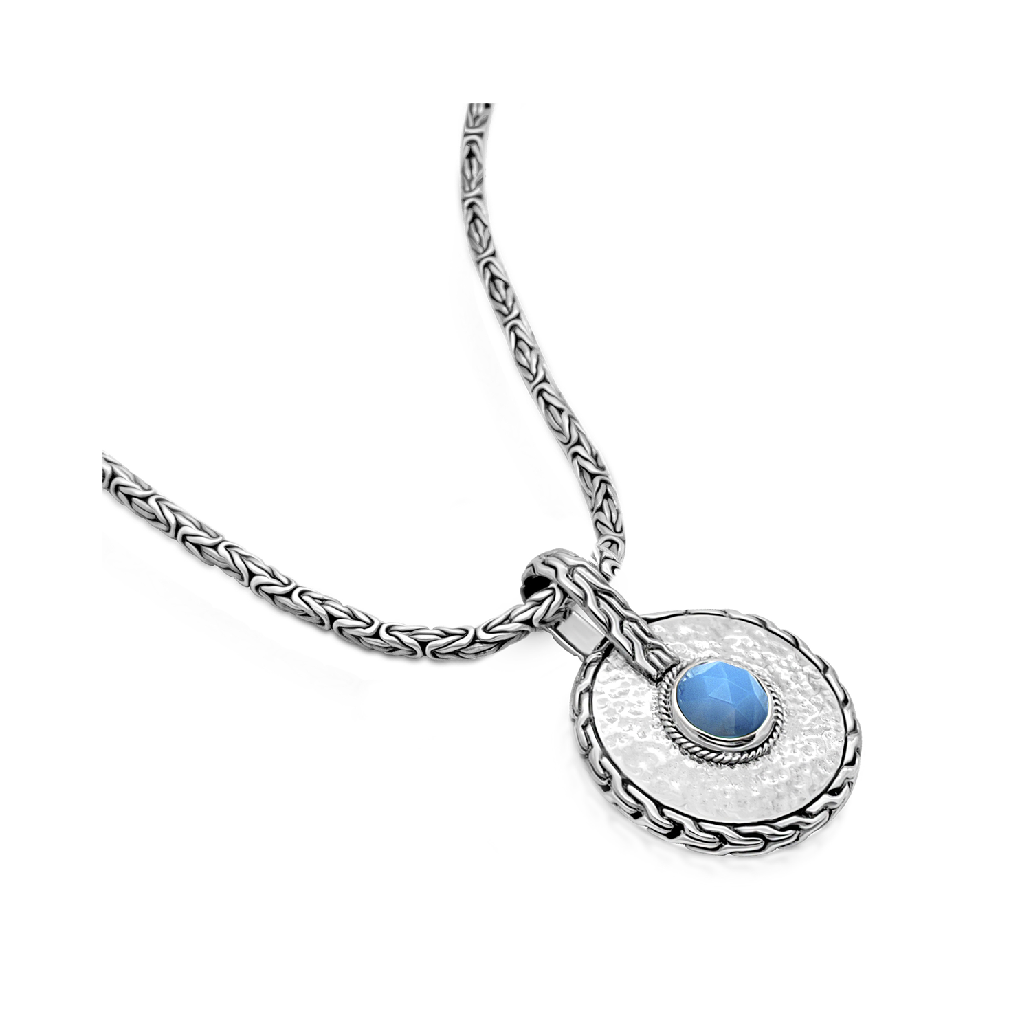 Blue Opal Disc with Twisted Cable Accents