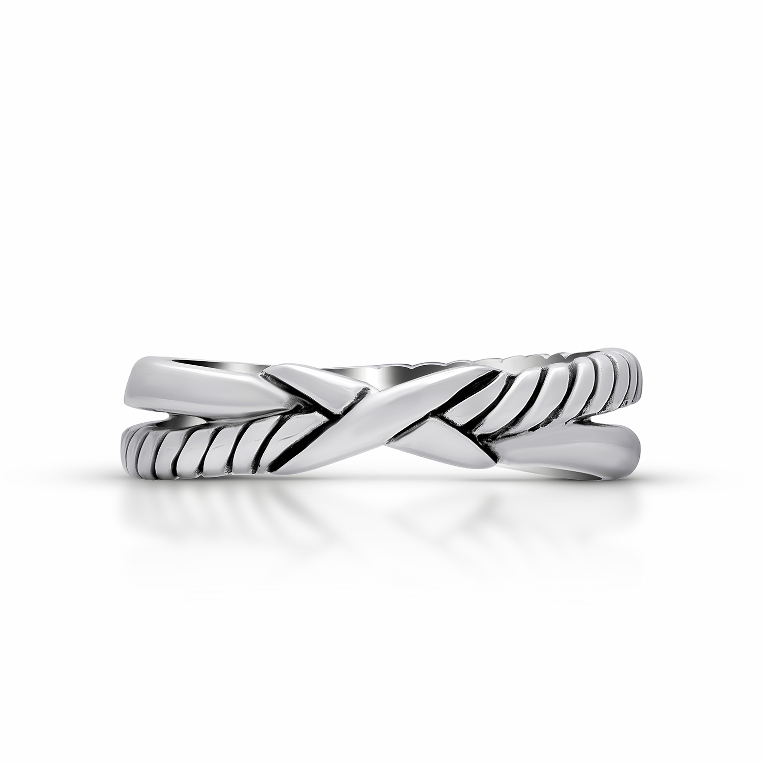 Sterling Silver X Cable Ring