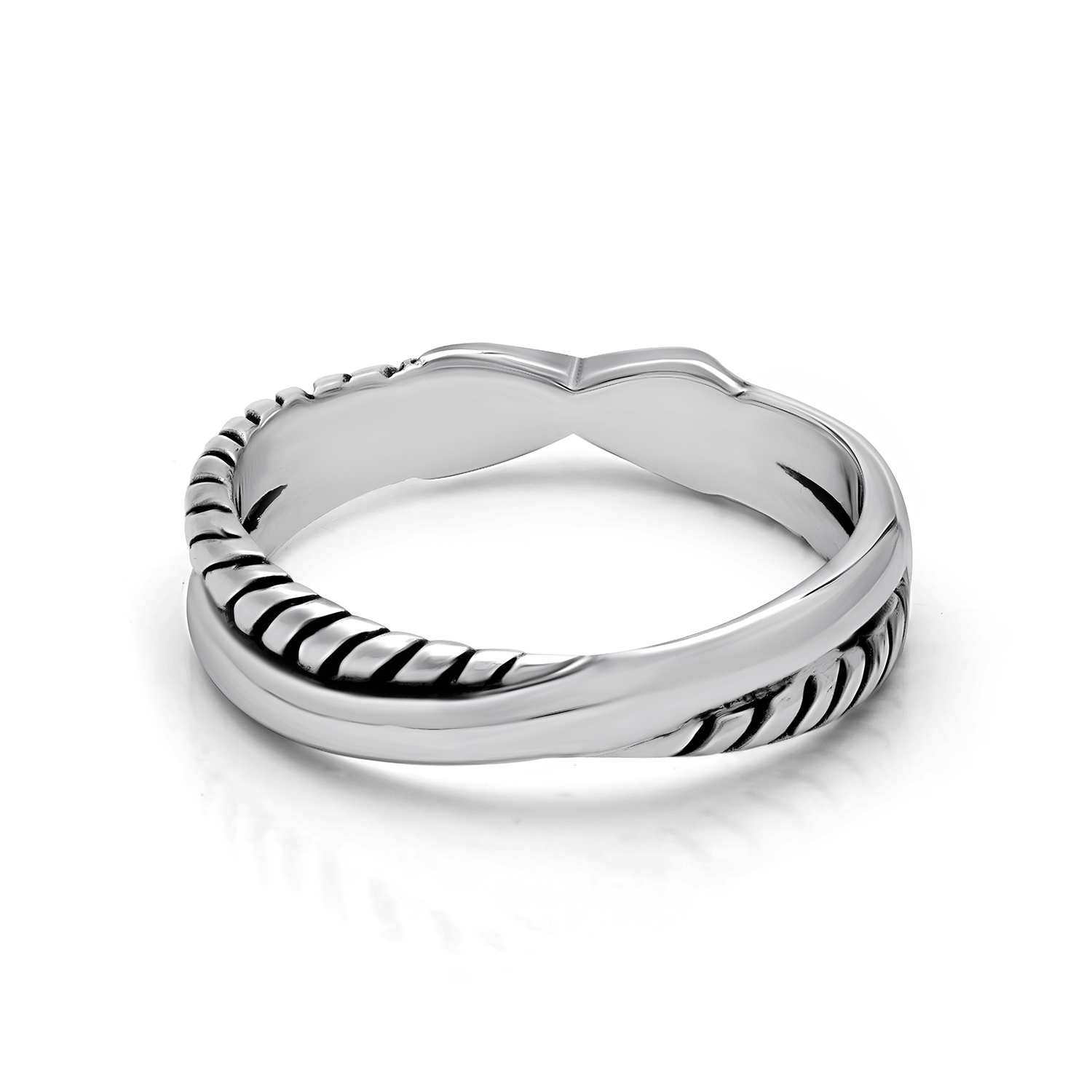 Sterling Silver X Cable Ring