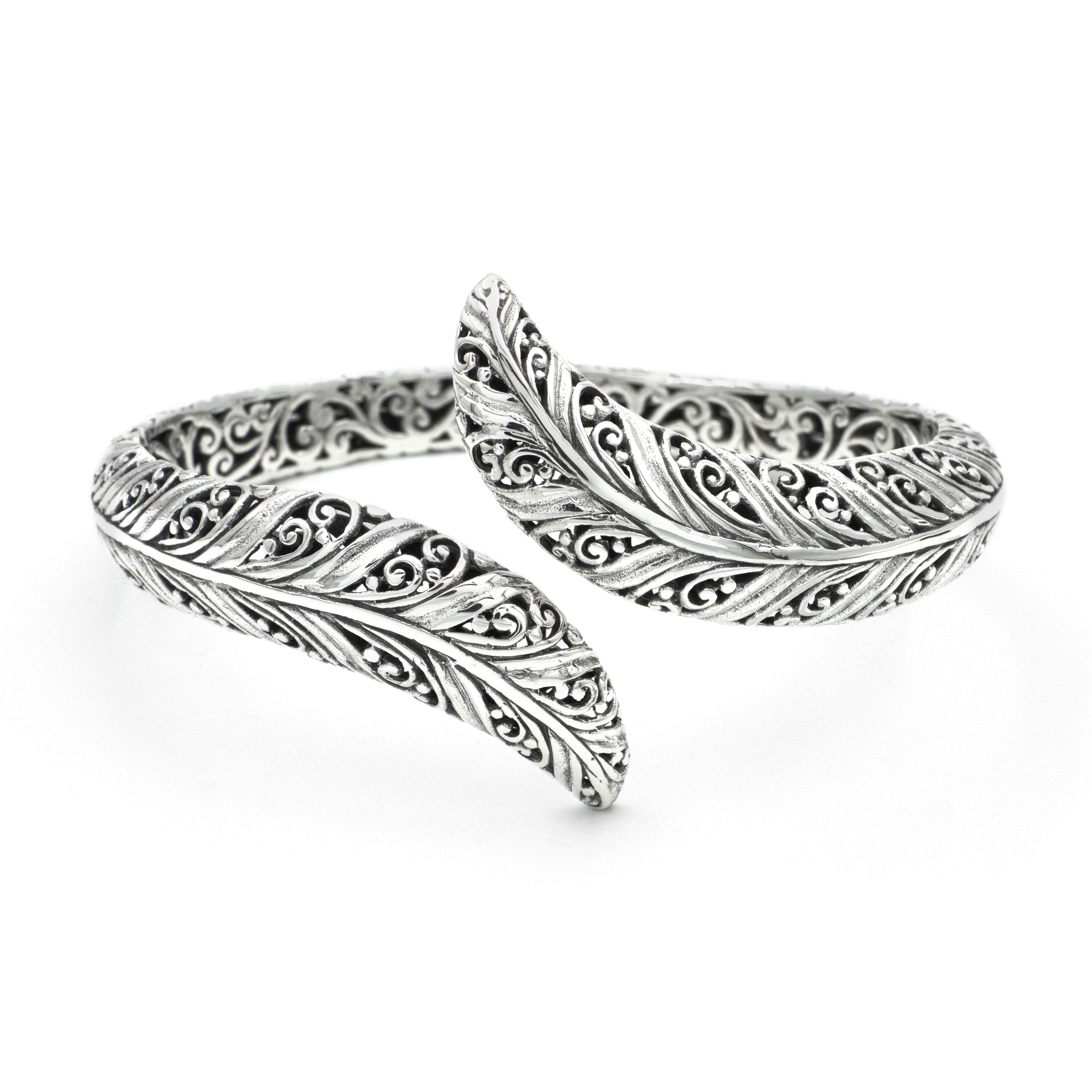 Balinese Artisan 925 Sterling Silver Leaf of Faith Bangle