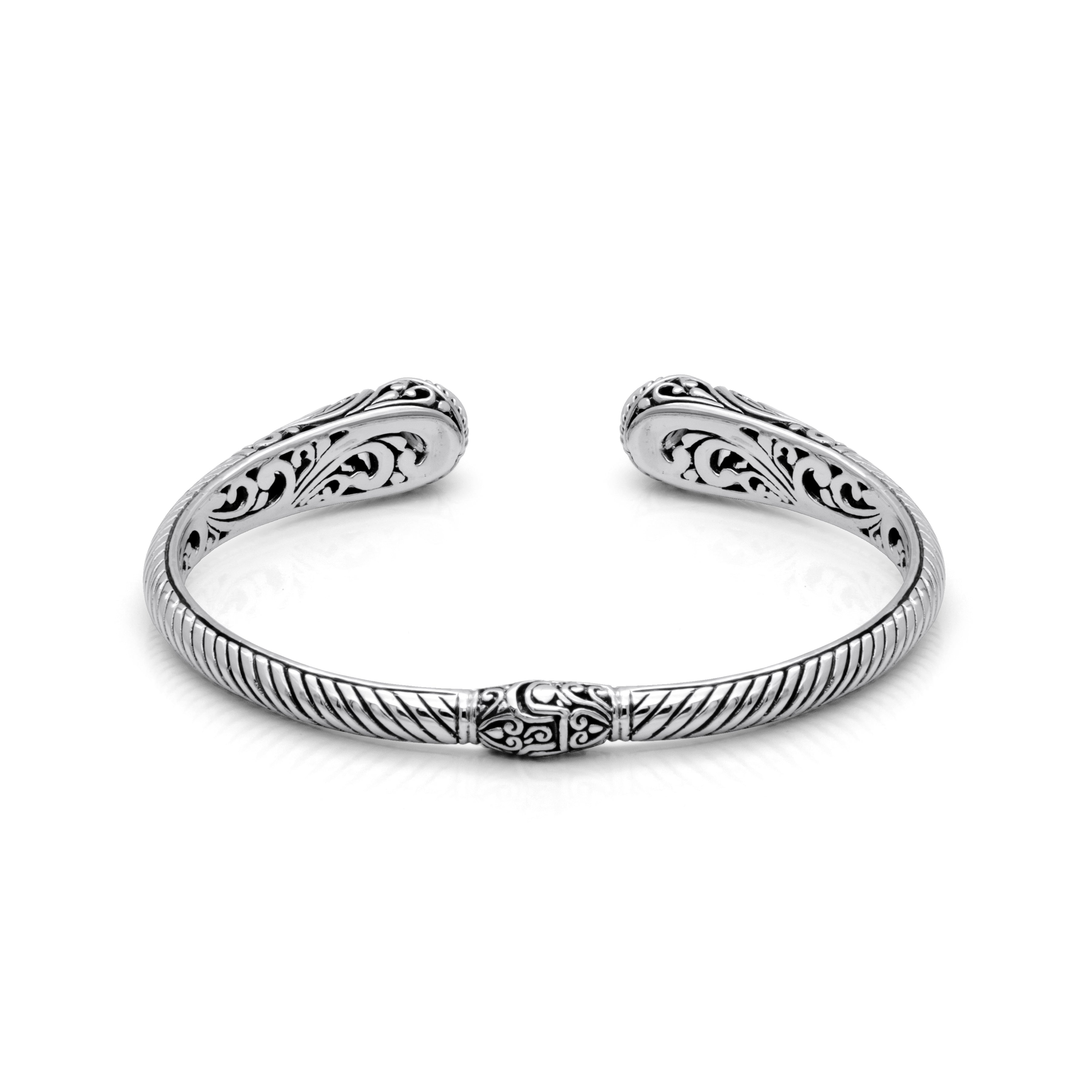 Balinese Artisan &quot;Spirit of the Island&quot; Sterling Silver Amethyst Bangle