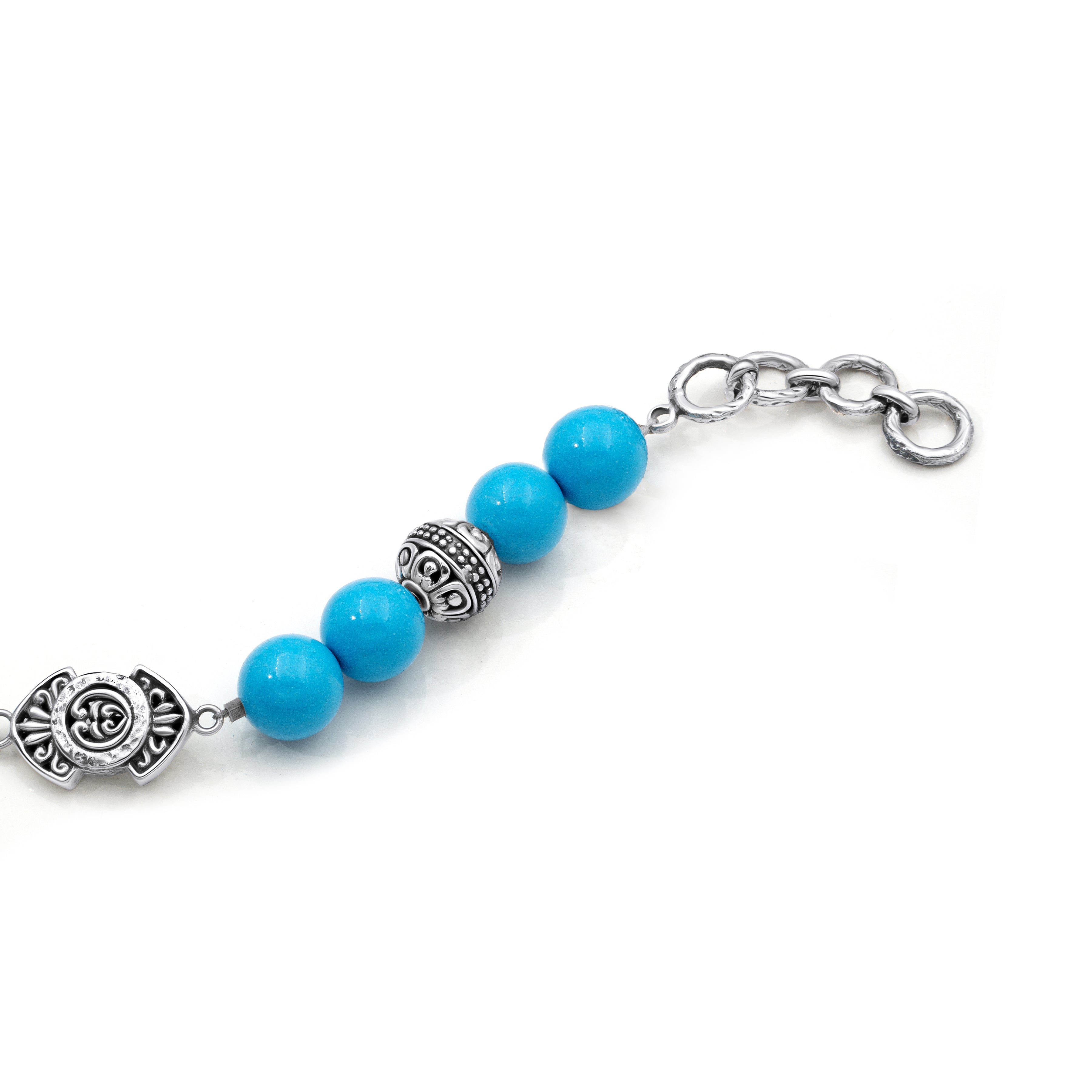 Balinese Artisan Sterling Silver Turquoise Bead Bracelet