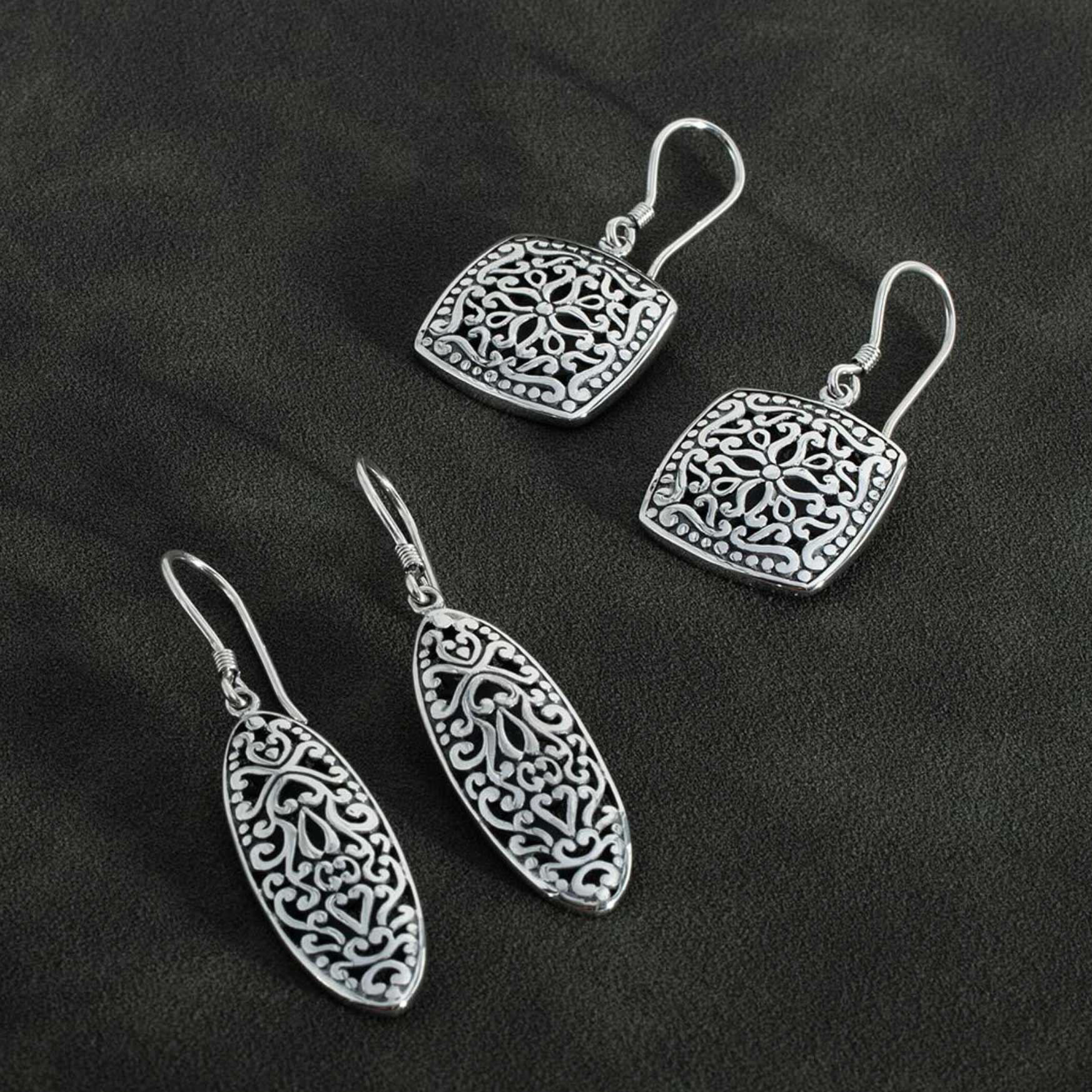 Sterling Silver Cushion Earring