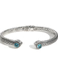 Balinese Artisan 925 Sterling Silver Radiant Natural Blue Zircon Bangle