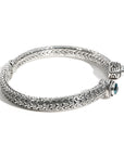 Balinese Artisan 925 Sterling Silver Radiant Natural Blue Zircon Bangle