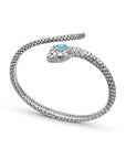 Balinese Artisan Sterling Silver Snake Bangle with Sleeping Beauty Turquoise Stone