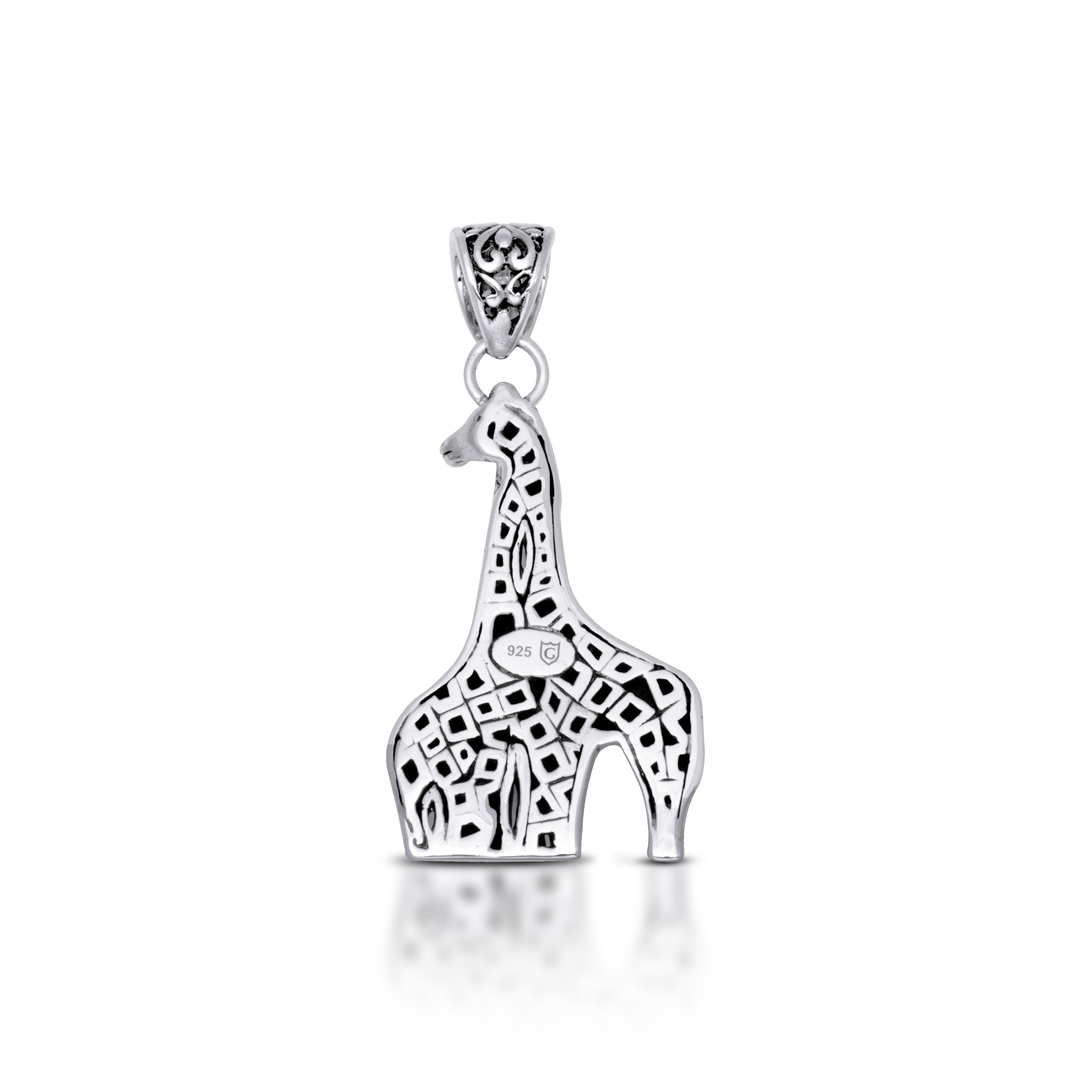 Handcrafted Balinese Sterling Silver Giraffe Pendant