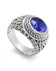 Balinese Artisan Handcrafted Sterling Silver Ring with Tanzanite Gemstone